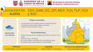 Se activa Alerta Amarilla por pronóstico de lluvias fuertes